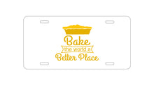 DistinctInk Custom Aluminum Decorative Vanity Front License Plate - Bake the World a Better Place