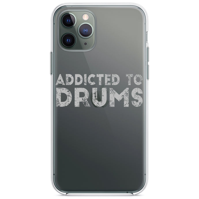 DistinctInk® Clear Shockproof Hybrid Case for Apple iPhone / Samsung Galaxy / Google Pixel - Addicted to Drums