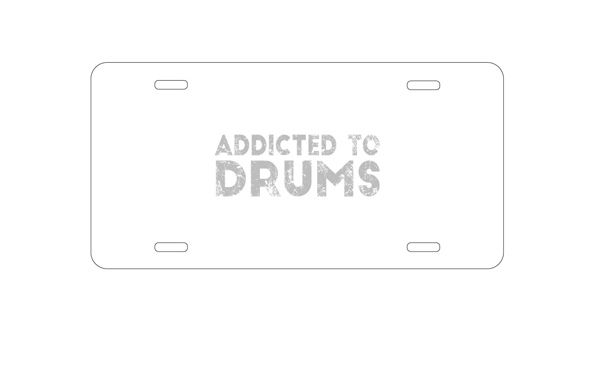 DistinctInk Custom Aluminum Decorative Vanity Front License Plate - Addicted to Drums