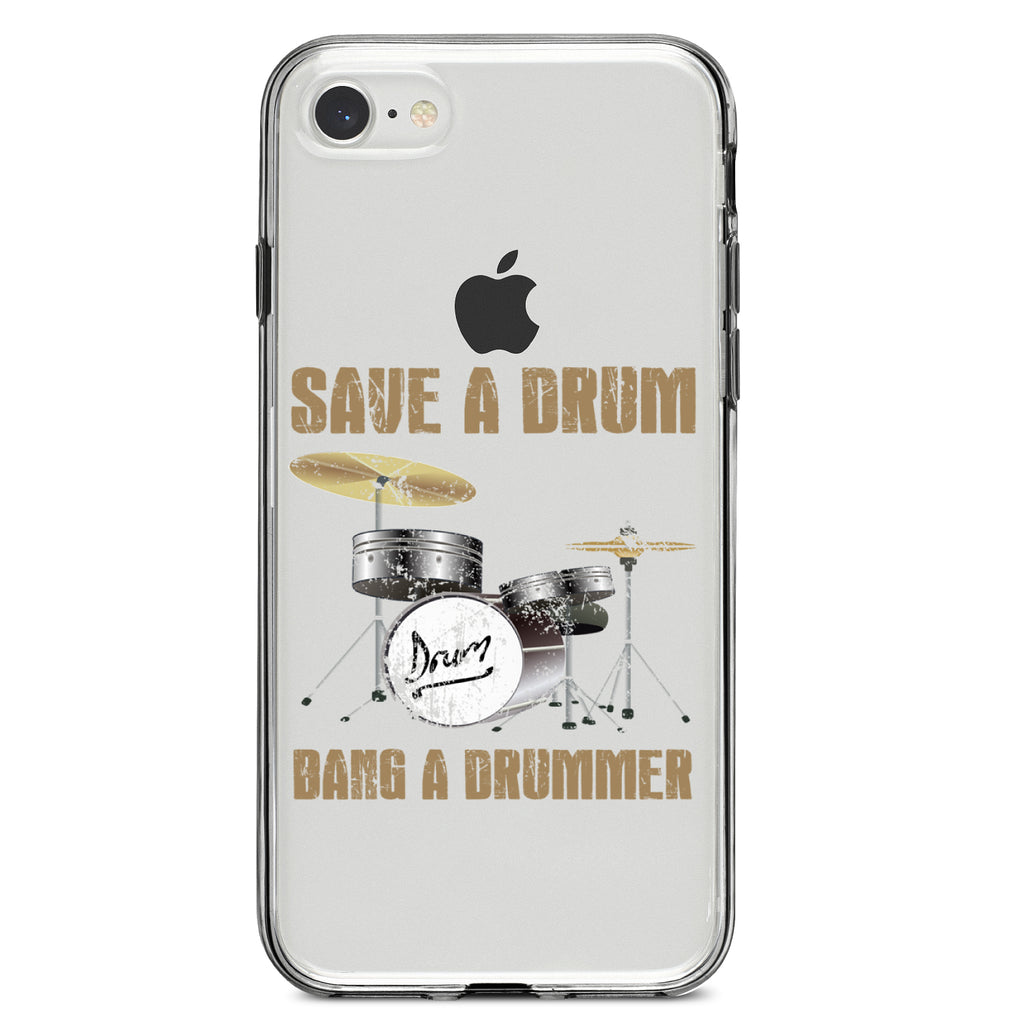 Save a Drum, Bang a Drummer Clear Shockproof iPhone Case, view 5