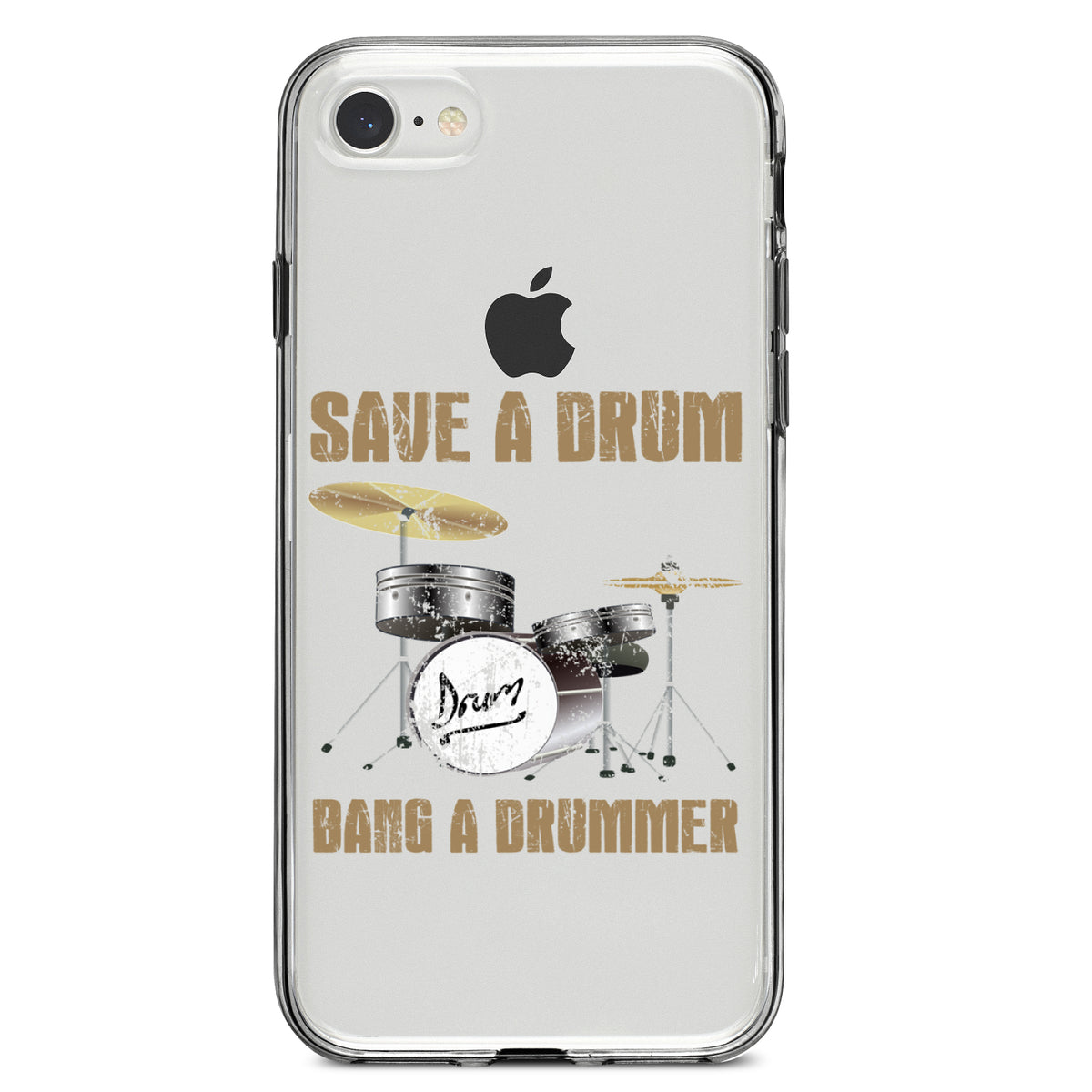 Save a Drum, Bang a Drummer Clear Shockproof iPhone Case, view 5