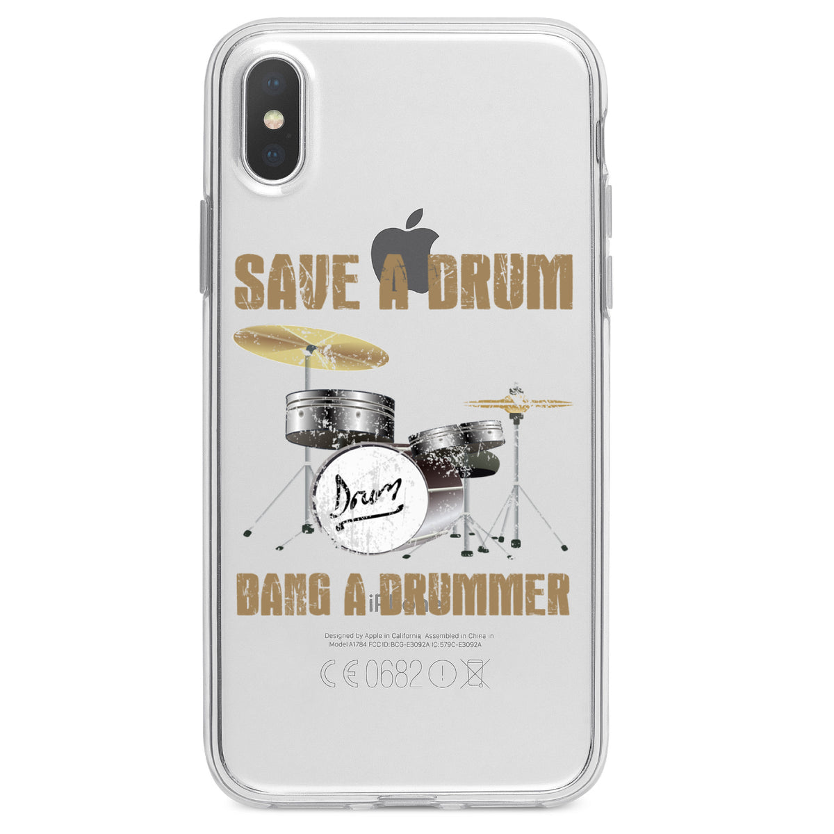 Save a Drum, Bang a Drummer Clear Shockproof iPhone Case, view 2