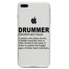 DistinctInk® Clear Shockproof Hybrid Case for Apple iPhone / Samsung Galaxy / Google Pixel - Drummer Dictionary Definition