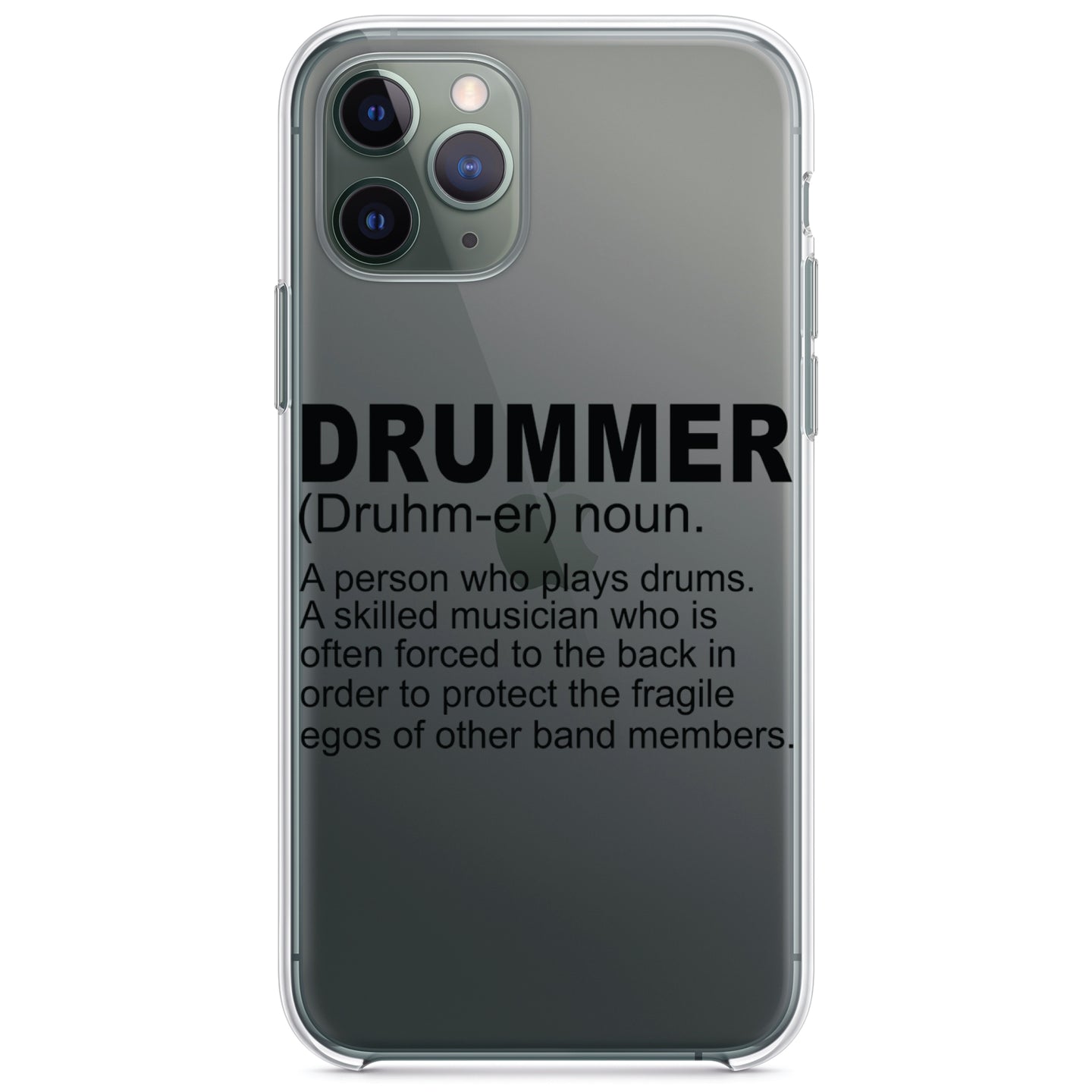 DistinctInk® Clear Shockproof Hybrid Case for Apple iPhone / Samsung Galaxy / Google Pixel - Drummer Dictionary Definition