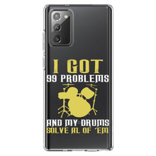 DistinctInk® Clear Shockproof Hybrid Case for Apple iPhone / Samsung Galaxy / Google Pixel - Got 99 Problems & My Drums Solve 'Em