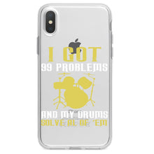 DistinctInk® Clear Shockproof Hybrid Case for Apple iPhone / Samsung Galaxy / Google Pixel - Got 99 Problems & My Drums Solve 'Em