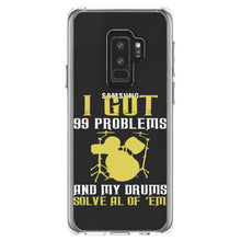 DistinctInk® Clear Shockproof Hybrid Case for Apple iPhone / Samsung Galaxy / Google Pixel - Got 99 Problems & My Drums Solve 'Em