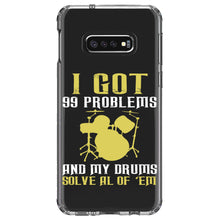 DistinctInk® Clear Shockproof Hybrid Case for Apple iPhone / Samsung Galaxy / Google Pixel - Got 99 Problems & My Drums Solve 'Em