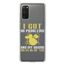 DistinctInk® Clear Shockproof Hybrid Case for Apple iPhone / Samsung Galaxy / Google Pixel - Got 99 Problems & My Drums Solve 'Em