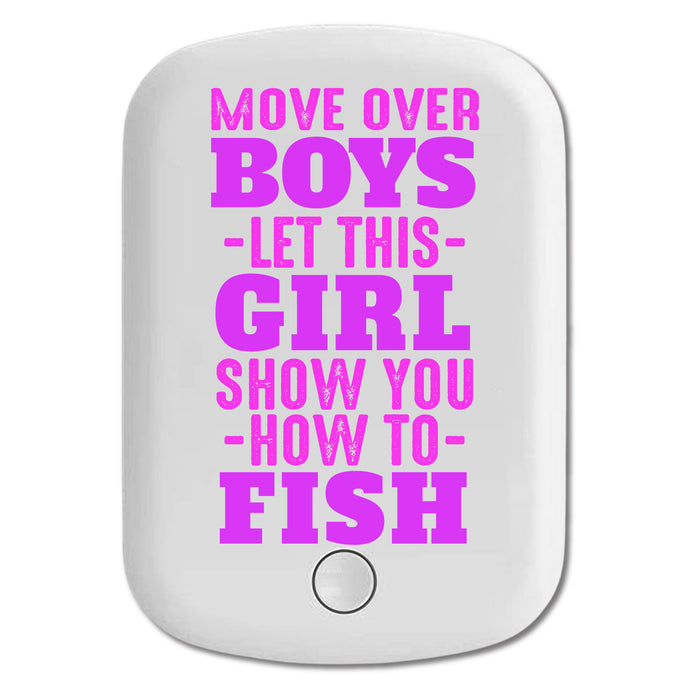 DistinctInk Magnetic Battery Pack, Wireless Portable Charger with USB-C Cable, Compatible with MagSafe iPhone 14 / 13 / 12 Series - Move Over Boys, Girls Show You How to Fish
