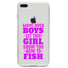 DistinctInk® Clear Shockproof Hybrid Case for Apple iPhone / Samsung Galaxy / Google Pixel - Move Over Boys, Girls Show You How to Fish