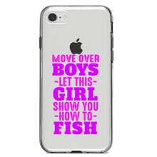 DistinctInk® Clear Shockproof Hybrid Case for Apple iPhone / Samsung Galaxy / Google Pixel - Move Over Boys, Girls Show You How to Fish