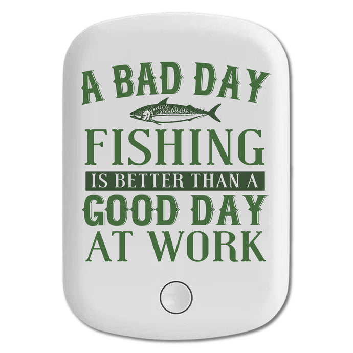 DistinctInk Magnetic Battery Pack, Wireless Portable Charger with USB-C Cable, Compatible with MagSafe iPhone 14 / 13 / 12 Series - Bad Day Fishing is a Good Day