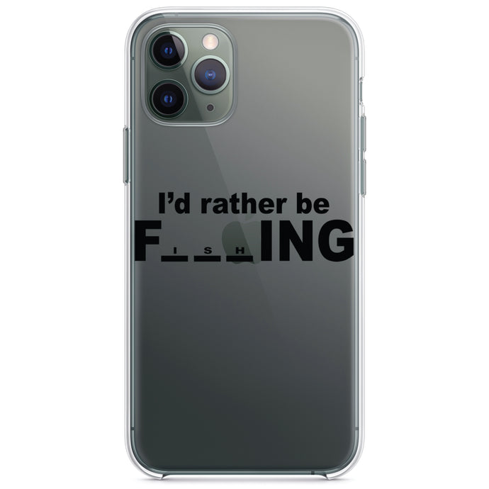 DistinctInk® Clear Shockproof Hybrid Case for Apple iPhone / Samsung Galaxy / Google Pixel - I'd Rather Be Fishing