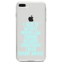 DistinctInk® Clear Shockproof Hybrid Case for Apple iPhone / Samsung Galaxy / Google Pixel - I Talk To Myself Fishing Need Expert Advice