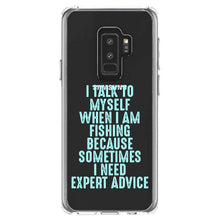 DistinctInk® Clear Shockproof Hybrid Case for Apple iPhone / Samsung Galaxy / Google Pixel - I Talk To Myself Fishing Need Expert Advice