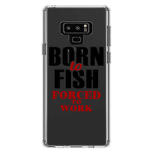 DistinctInk® Clear Shockproof Hybrid Case for Apple iPhone / Samsung Galaxy / Google Pixel - Born to Fish, Forced to Work