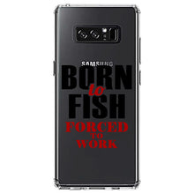 DistinctInk® Clear Shockproof Hybrid Case for Apple iPhone / Samsung Galaxy / Google Pixel - Born to Fish, Forced to Work