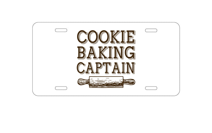 DistinctInk Custom Aluminum Decorative Vanity Front License Plate - Cookie Baking Captain Rolling Pin