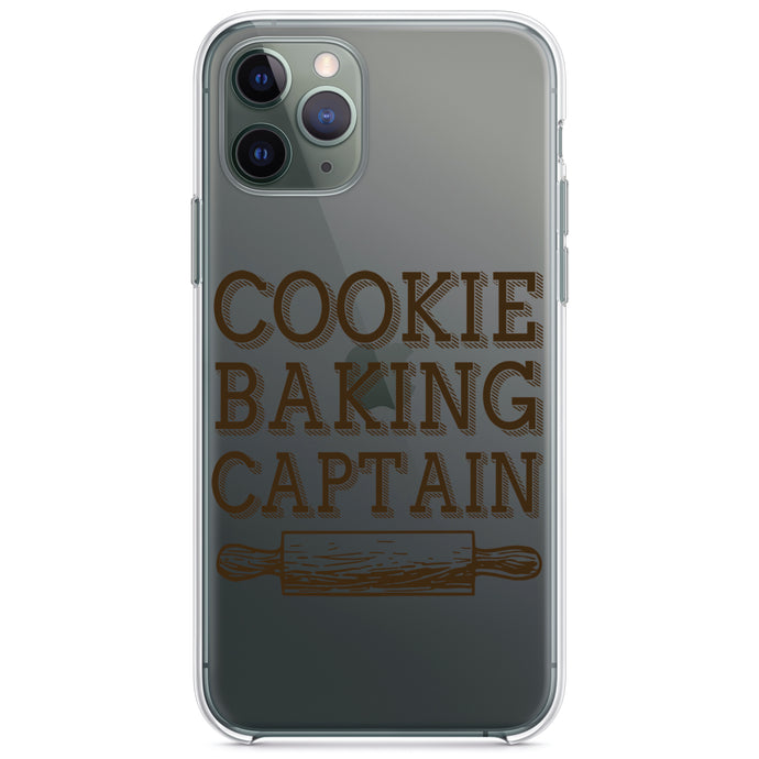 DistinctInk® Clear Shockproof Hybrid Case for Apple iPhone / Samsung Galaxy / Google Pixel - Cookie Baking Captain Rolling Pin