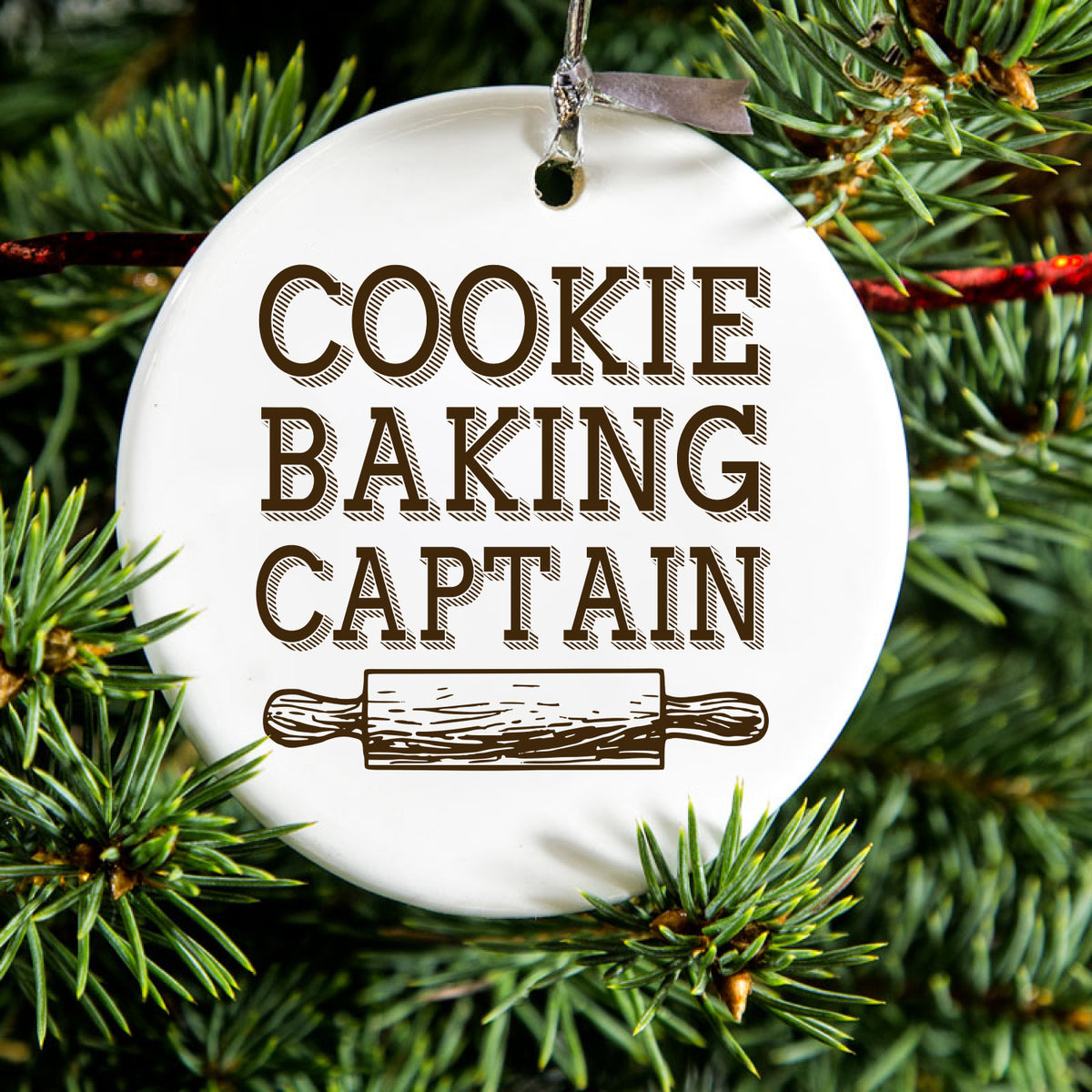 Cookie Baking Captain Rolling Pin Ceramic Ornament, view 2
