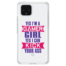 DistinctInk® Clear Shockproof Hybrid Case for Apple iPhone / Samsung Galaxy / Google Pixel - Yes I'm a Gamer Girl I Can Kick you’re a$$
