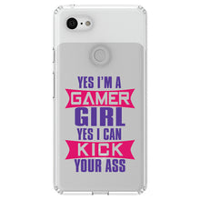DistinctInk® Clear Shockproof Hybrid Case for Apple iPhone / Samsung Galaxy / Google Pixel - Yes I'm a Gamer Girl I Can Kick you’re a$$