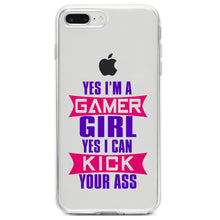 DistinctInk® Clear Shockproof Hybrid Case for Apple iPhone / Samsung Galaxy / Google Pixel - Yes I'm a Gamer Girl I Can Kick you’re a$$