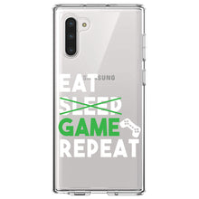 DistinctInk® Clear Shockproof Hybrid Case for Apple iPhone / Samsung Galaxy / Google Pixel - Eat Game Repeat - Video Games Gamer