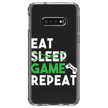 DistinctInk® Clear Shockproof Hybrid Case for Apple iPhone / Samsung Galaxy / Google Pixel - Eat Game Repeat - Video Games Gamer