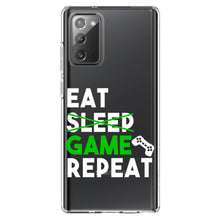 DistinctInk® Clear Shockproof Hybrid Case for Apple iPhone / Samsung Galaxy / Google Pixel - Eat Game Repeat - Video Games Gamer