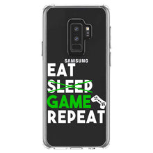DistinctInk® Clear Shockproof Hybrid Case for Apple iPhone / Samsung Galaxy / Google Pixel - Eat Game Repeat - Video Games Gamer
