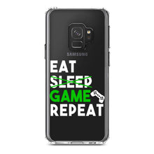 DistinctInk® Clear Shockproof Hybrid Case for Apple iPhone / Samsung Galaxy / Google Pixel - Eat Game Repeat - Video Games Gamer
