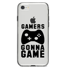 DistinctInk® Clear Shockproof Hybrid Case for Apple iPhone / Samsung Galaxy / Google Pixel - Gamers Gonna Game - Video Games