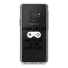 DistinctInk® Clear Shockproof Hybrid Case for Apple iPhone / Samsung Galaxy / Google Pixel - Sorry I'm Late Had to Get to Save Point Gamer