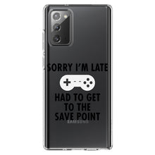 DistinctInk® Clear Shockproof Hybrid Case for Apple iPhone / Samsung Galaxy / Google Pixel - Sorry I'm Late Had to Get to Save Point Gamer