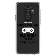 DistinctInk® Clear Shockproof Hybrid Case for Apple iPhone / Samsung Galaxy / Google Pixel - Sorry I'm Late Had to Get to Save Point Gamer