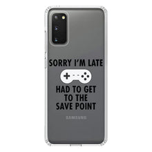 DistinctInk® Clear Shockproof Hybrid Case for Apple iPhone / Samsung Galaxy / Google Pixel - Sorry I'm Late Had to Get to Save Point Gamer
