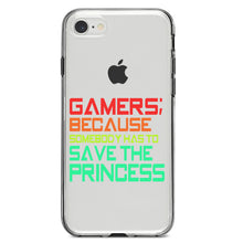 DistinctInk® Clear Shockproof Hybrid Case for Apple iPhone / Samsung Galaxy / Google Pixel - Gamers; Because Somebody Has to Save Princess