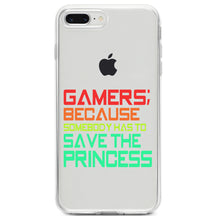 DistinctInk® Clear Shockproof Hybrid Case for Apple iPhone / Samsung Galaxy / Google Pixel - Gamers; Because Somebody Has to Save Princess