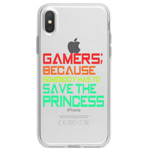 DistinctInk® Clear Shockproof Hybrid Case for Apple iPhone / Samsung Galaxy / Google Pixel - Gamers; Because Somebody Has to Save Princess