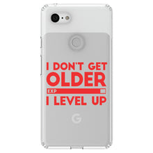 DistinctInk® Clear Shockproof Hybrid Case for Apple iPhone / Samsung Galaxy / Google Pixel - I Don't Get Older I Level Up - Gamer