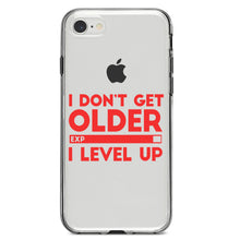 DistinctInk® Clear Shockproof Hybrid Case for Apple iPhone / Samsung Galaxy / Google Pixel - I Don't Get Older I Level Up - Gamer