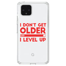 DistinctInk® Clear Shockproof Hybrid Case for Apple iPhone / Samsung Galaxy / Google Pixel - I Don't Get Older I Level Up - Gamer