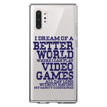 DistinctInk® Clear Shockproof Hybrid Case for Apple iPhone / Samsung Galaxy / Google Pixel - Dream of Better World Play Video Games All Day