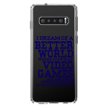 DistinctInk® Clear Shockproof Hybrid Case for Apple iPhone / Samsung Galaxy / Google Pixel - Dream of Better World Play Video Games All Day