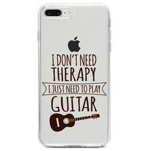 DistinctInk® Clear Shockproof Hybrid Case for Apple iPhone / Samsung Galaxy / Google Pixel - Don't Need Therapy Need to Play Guitar