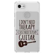 DistinctInk® Clear Shockproof Hybrid Case for Apple iPhone / Samsung Galaxy / Google Pixel - Don't Need Therapy Need to Play Guitar