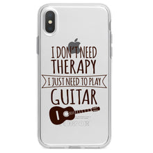DistinctInk® Clear Shockproof Hybrid Case for Apple iPhone / Samsung Galaxy / Google Pixel - Don't Need Therapy Need to Play Guitar