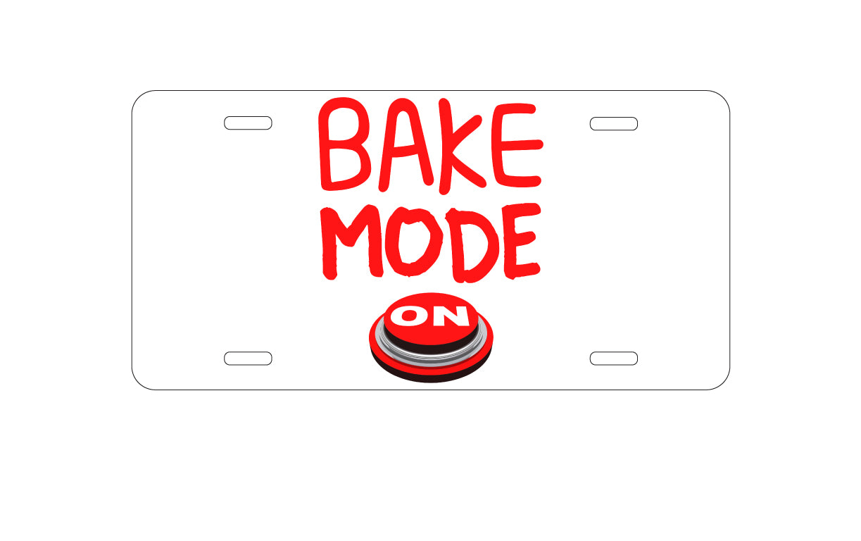 DistinctInk Custom Aluminum Decorative Vanity Front License Plate - Bake Mode On